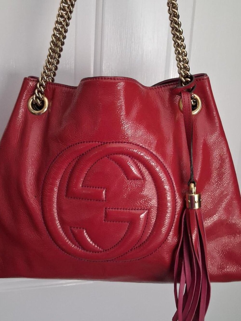 Auth GUCCI Medium Soho Shoulder Double Chain Tote - Very, Very, Good Cond